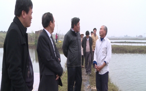 Đồng ch&iacute; Ph&oacute; Chủ tịch Thường trực UBND tỉnh kiểm tra t&igrave;nh h&igrave;nh nu&ocirc;i trồng thủy hải sản