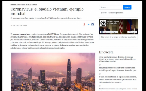 B&aacute;o Argentina ca ngợi Việt Nam trong cuộc chiến chống COVID-19